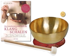 Sound transformation set: book, universal singing bowl, mallet, cushion